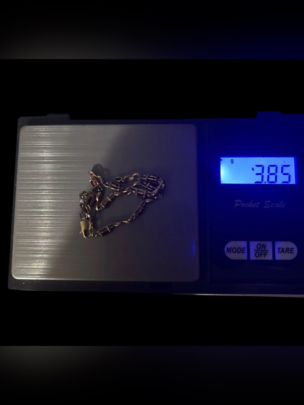 10k Gold Red Garnet Link Bracelet with Tiny Diamond Accents - Picture 6 of 6